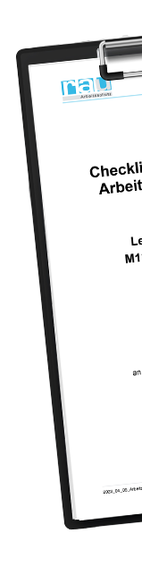 Maschinensicherheit - Arbeitsmittelbezogene Gefährdungsbeurteilung - Rau Arbeitsschutz Checkliste Arbeitsmittelbezogene Gefährdungsbeurteilung auf Klemmbrett